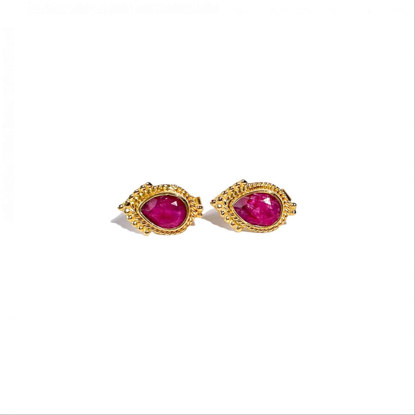 8 x 6 mm Pear cut Ruby Earrings