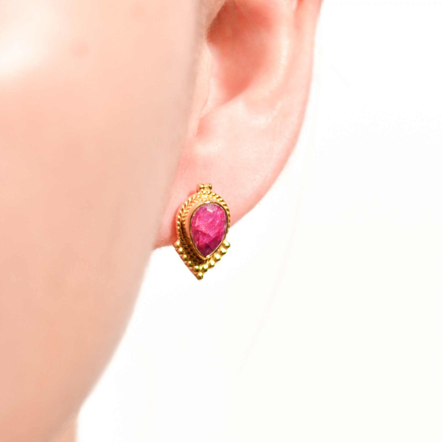 8 x 6 mm Pear cut Ruby Earrings