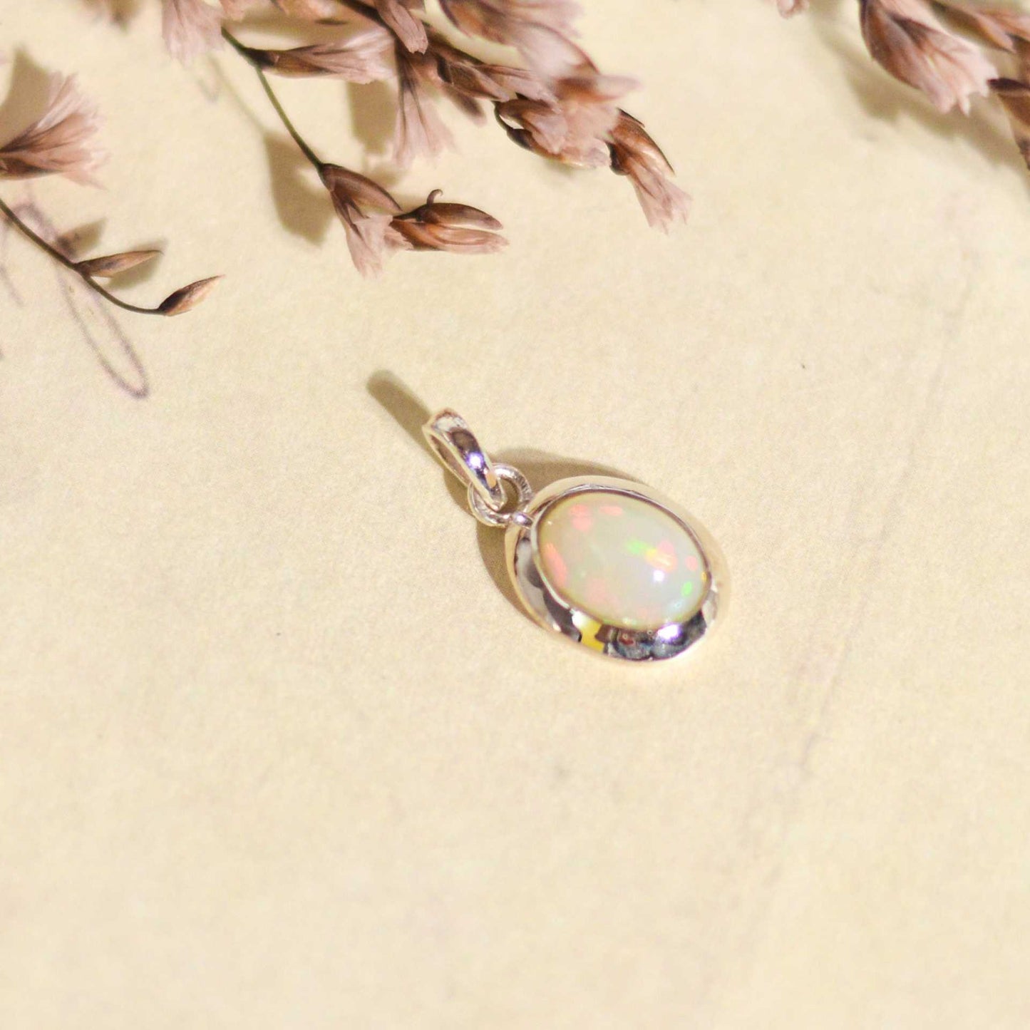 9 x 7 mm Oval cut Opal Cabochon Pendant