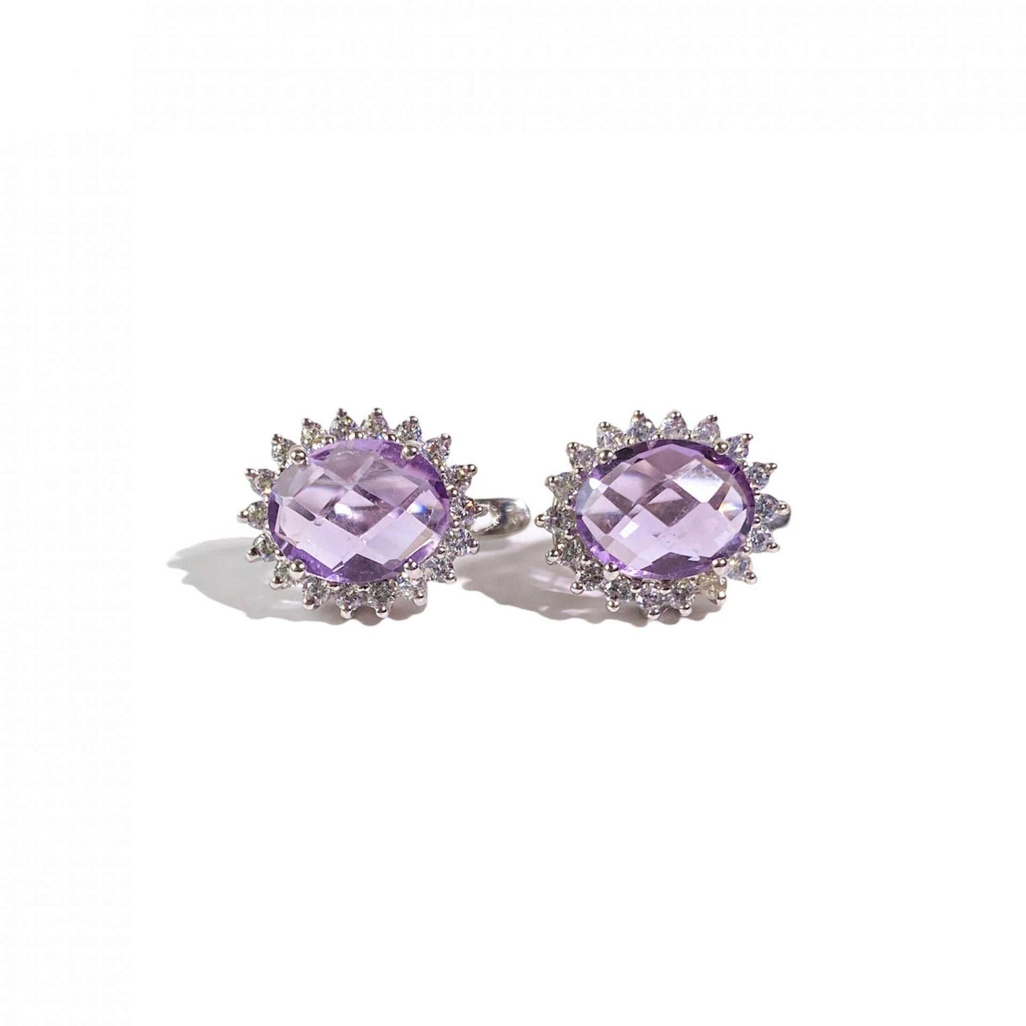 9 x 7 mm Oval cut Purple Amethyst Clip on Earrings
