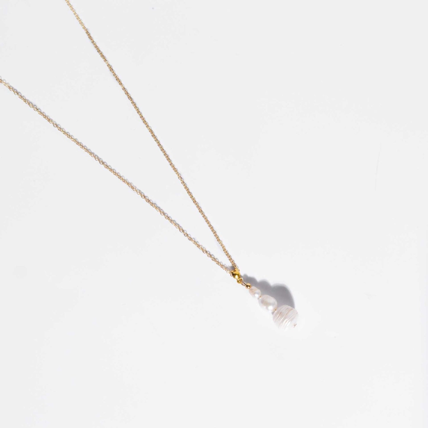 Multi-tier pearl pendant yellow gold plated necklace