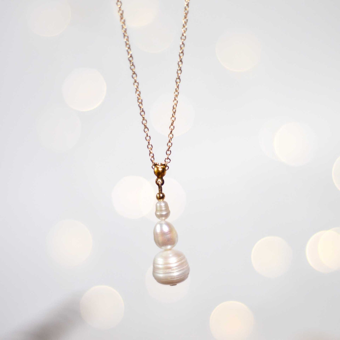 Multi-tier pearl pendant yellow gold plated necklace
