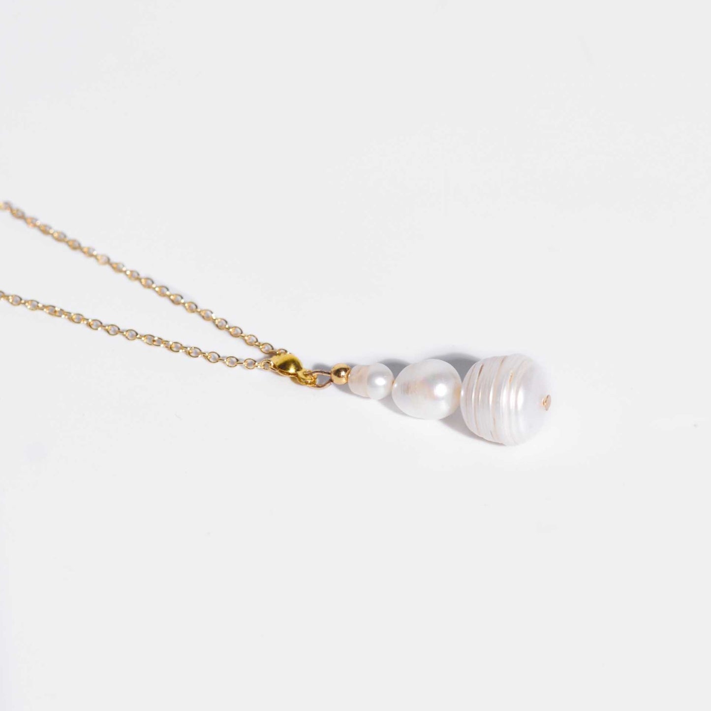 Multi-tier pearl pendant yellow gold plated necklace