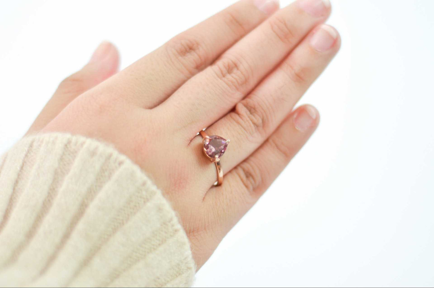 8 mm Heart cut Rhodolite Garnet Ring