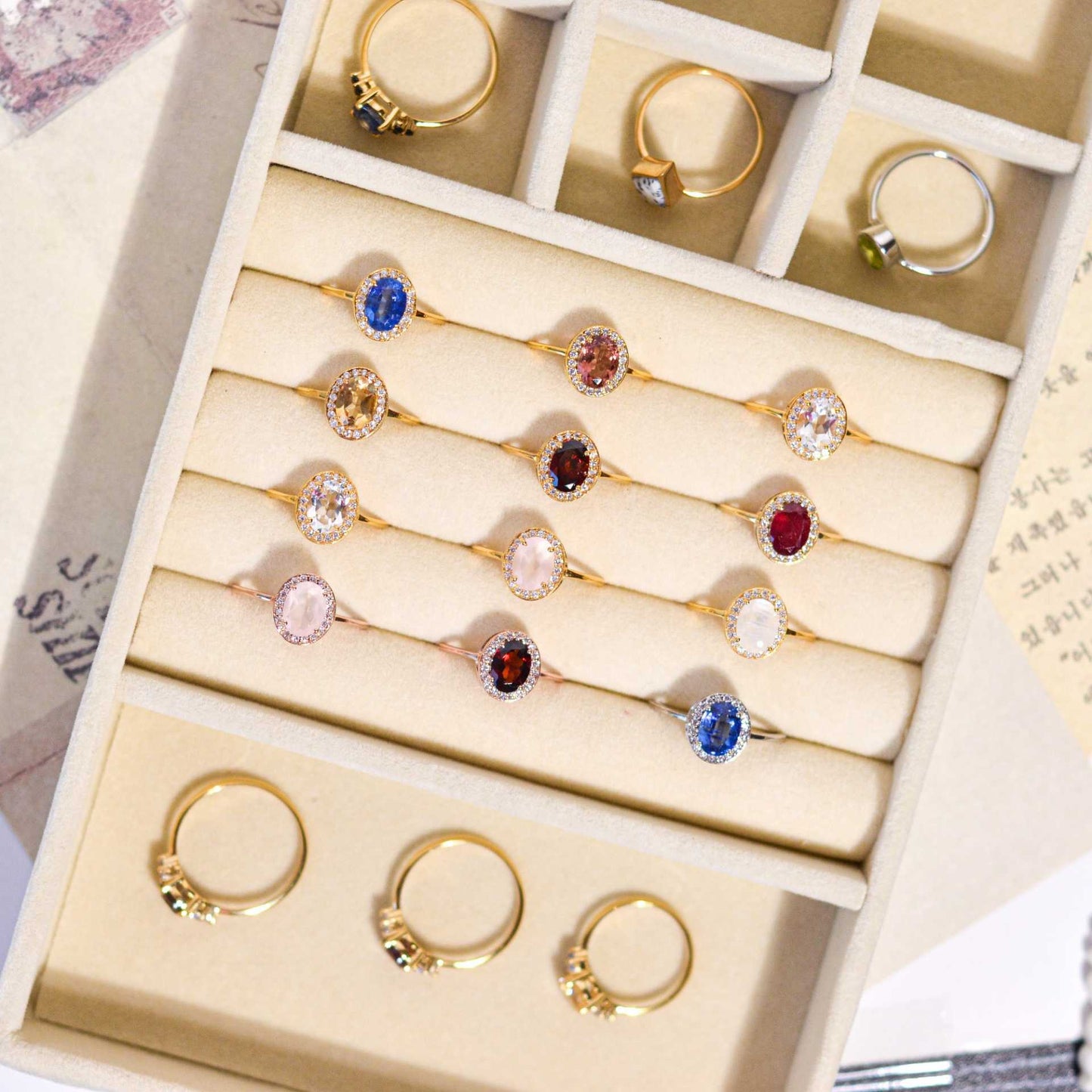 8 x 6 mm Oval cut Ruby with Cz Halo Yellow Gold plated Ring