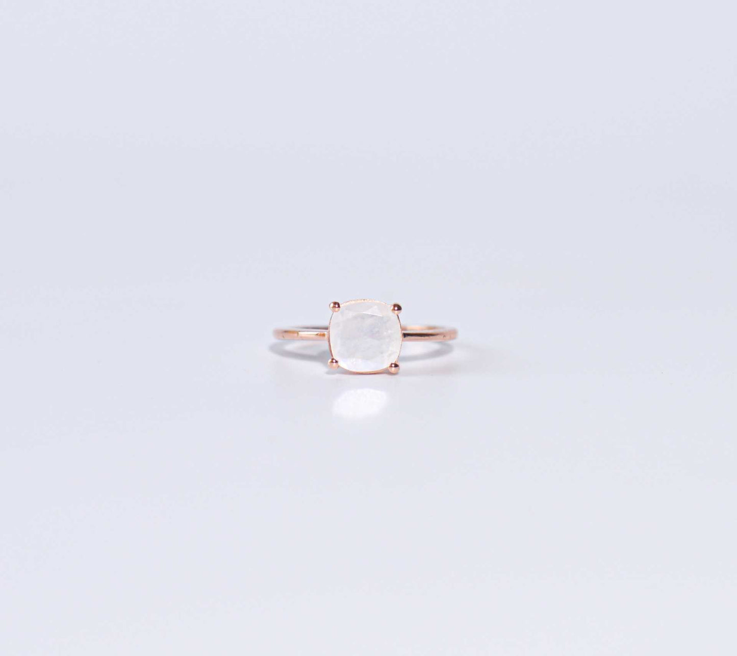 8mm Cushion cut Moonstone Rose gold plated Ring