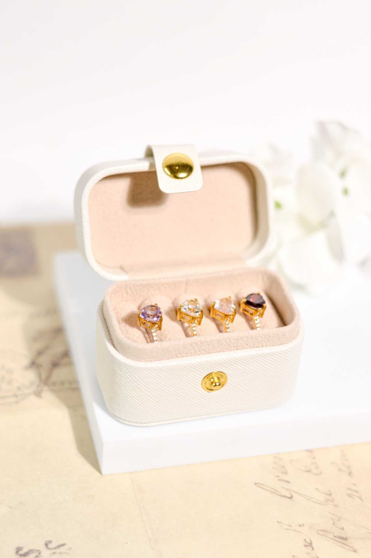 7 mm Heart cut Red Garnet with Cz band Yellow gold plated Ring