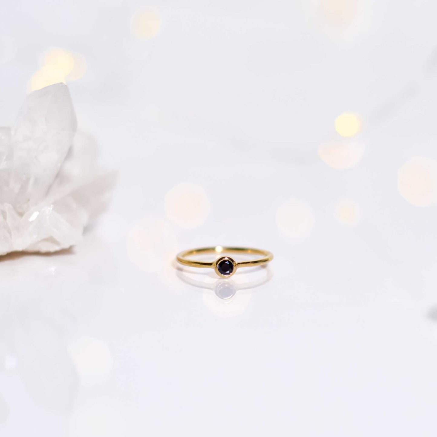 3 mm Round cut Black Onyx Stacking Ring