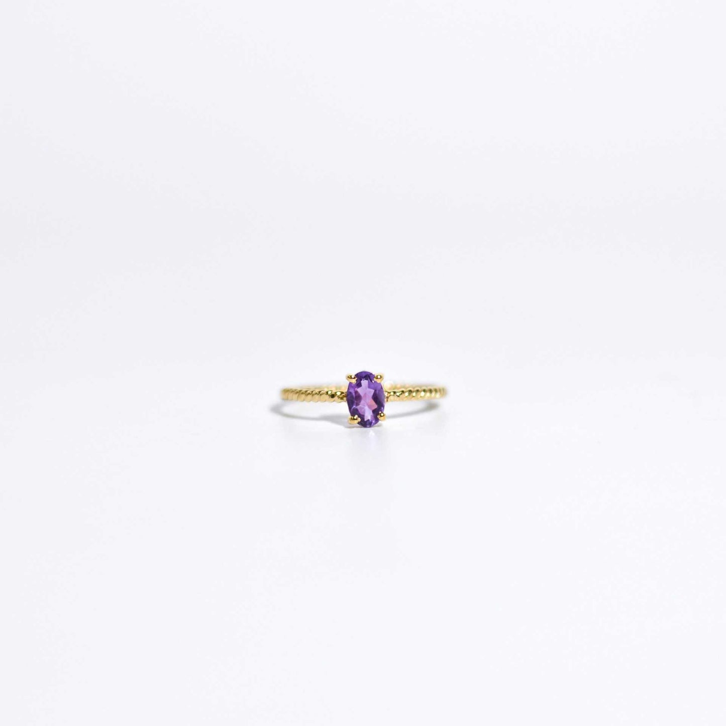 6 x 4 mm Oval cut Purple Amethyst Twisted Ring