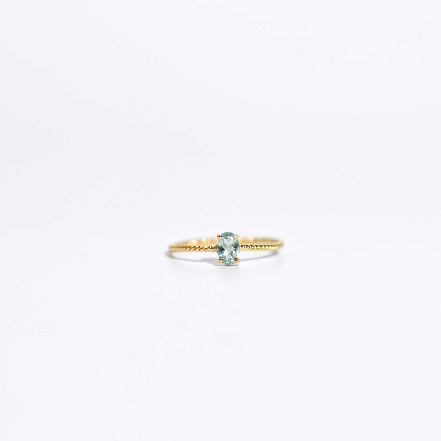 6 x 4 mm Oval cut Turquoise Tourmaline Twisted Ring