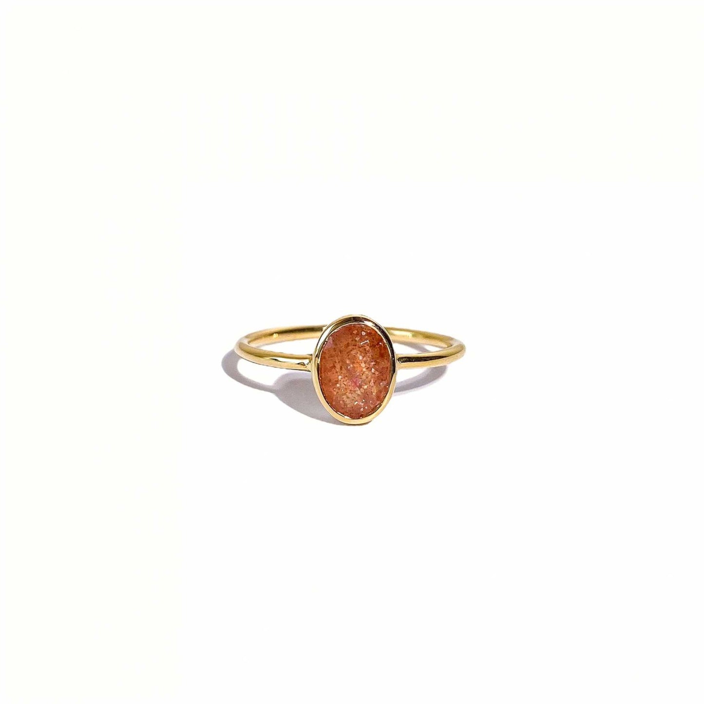8 x 6 mm Oval cut Sunstone Bezel Ring