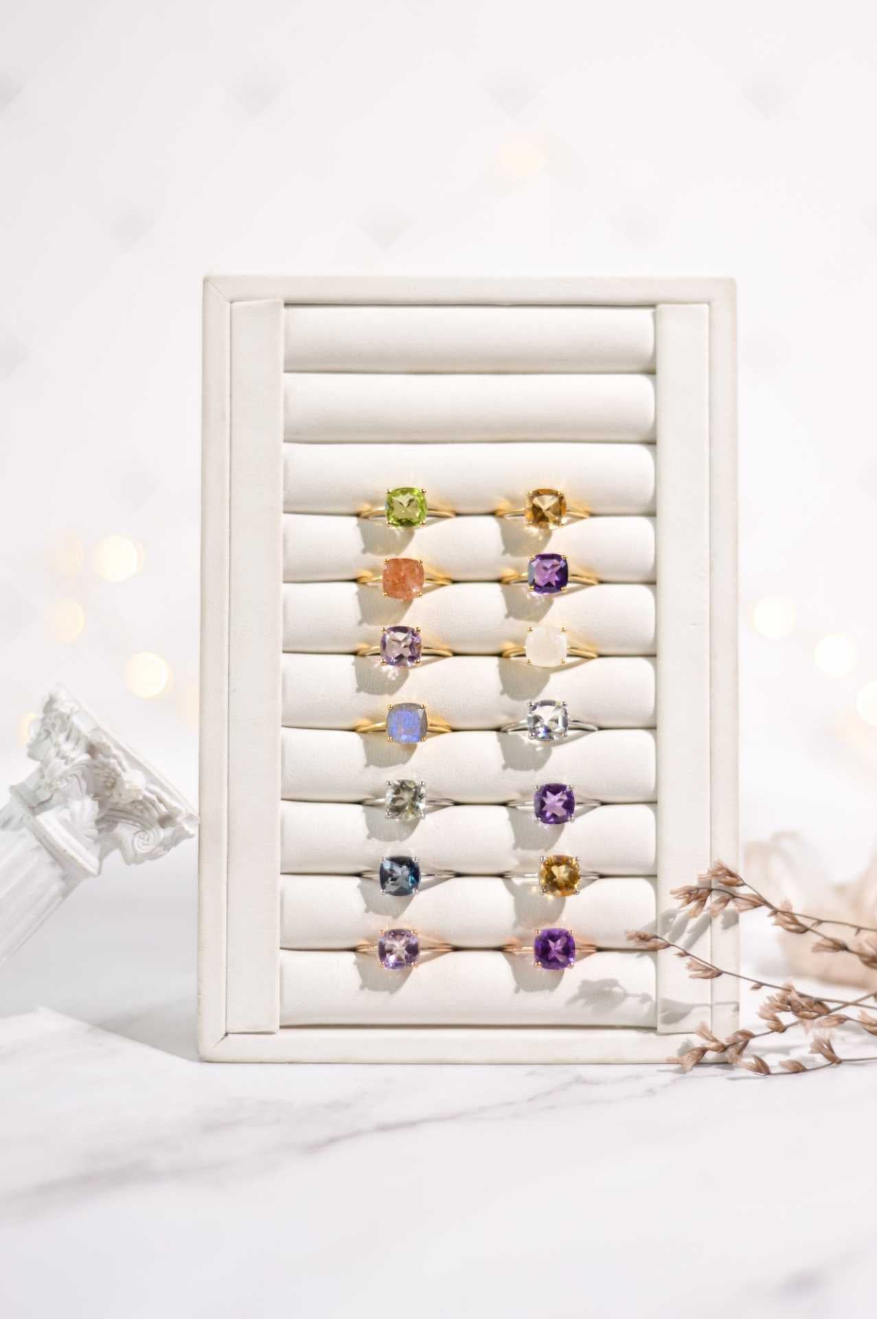 8mm Cushion cut Purple Amethyst Ring