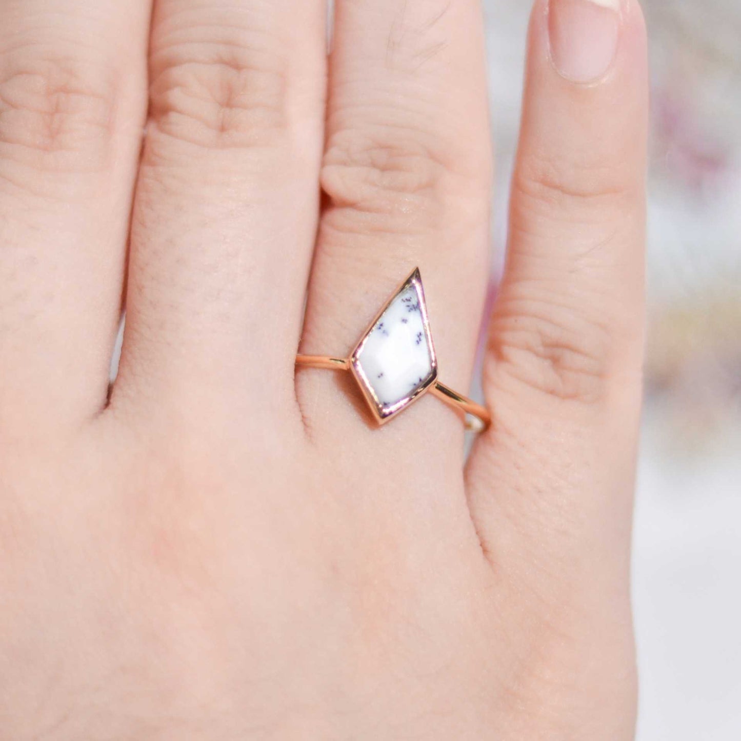 14 x 7 mm Kite Dendritic Opal Ring