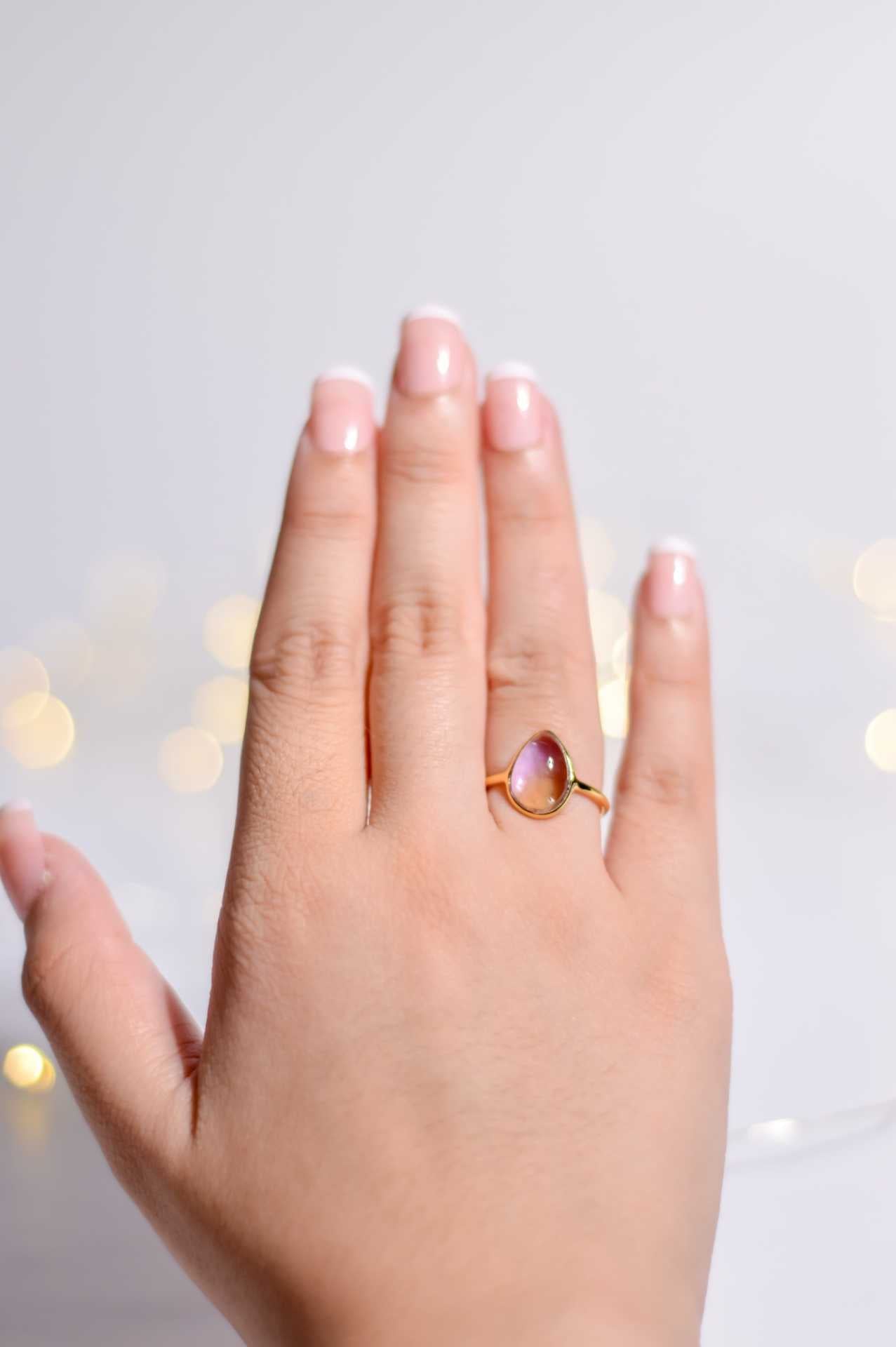 12 x 8 mm Pear cut Ametrine Cabochon Ring