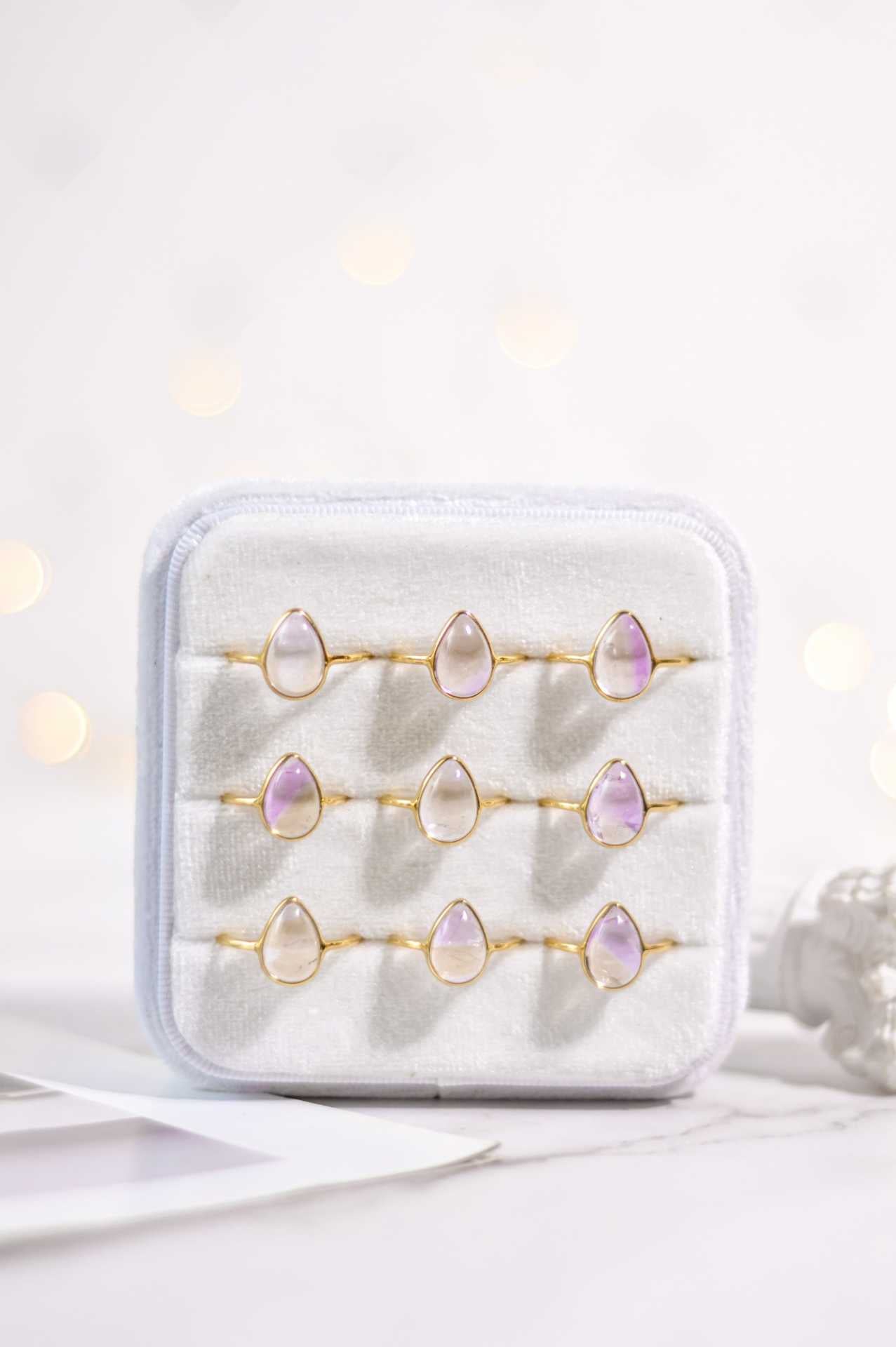 12 x 8 mm Pear cut Ametrine Cabochon Ring