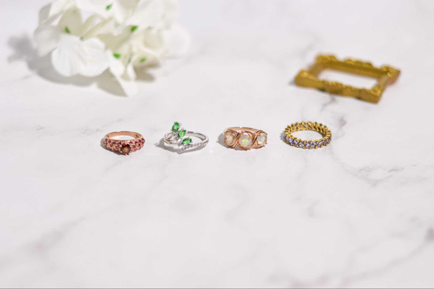 7 mm Round cut 3-Opal Cluster Ring