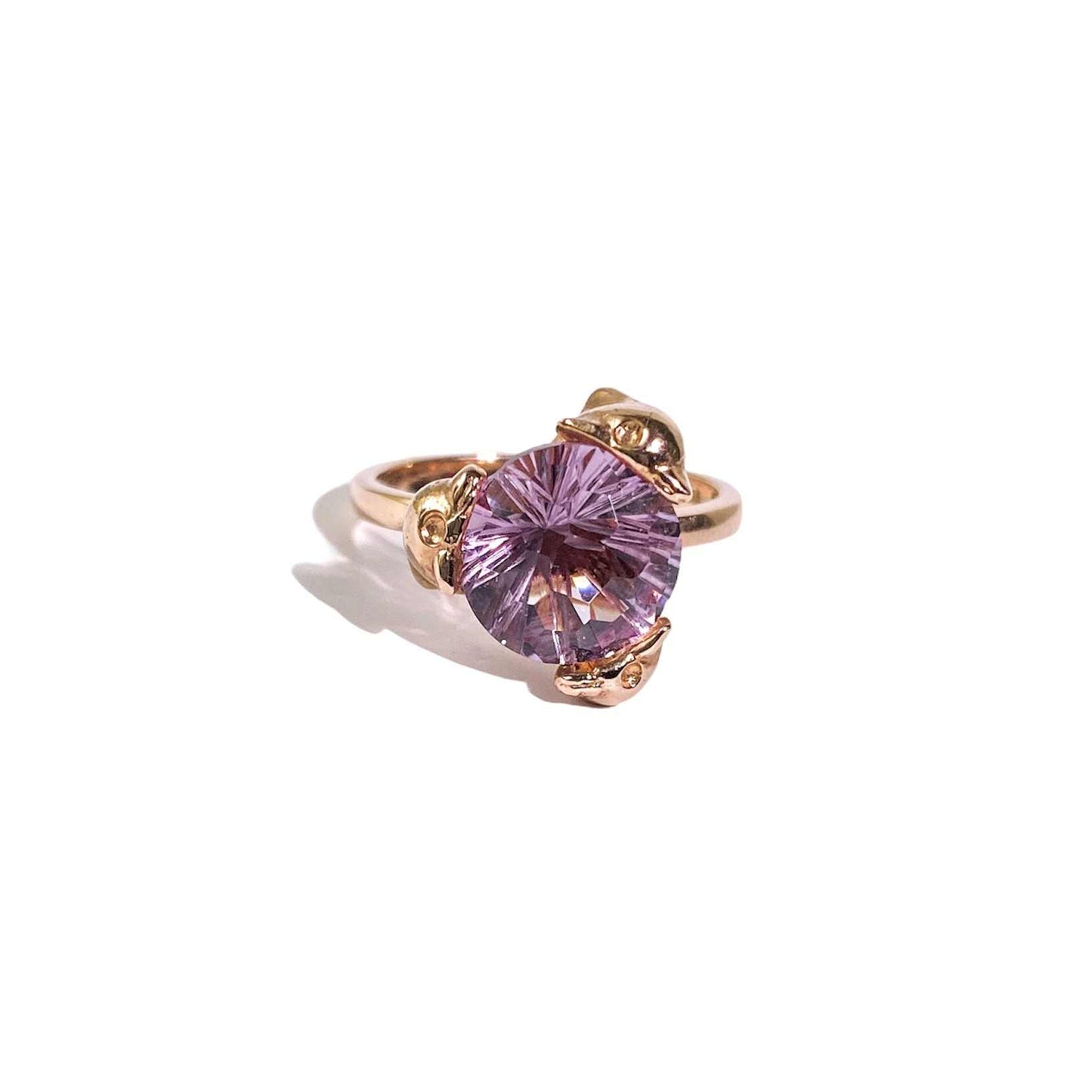 9.5 mm Round cut Amethyst Dolphin Ring