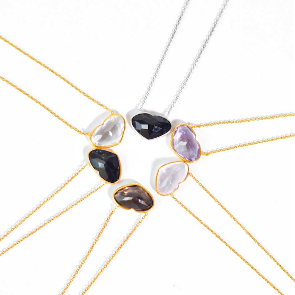 10 x 15 mm Heart cut Black Onyx Necklace
