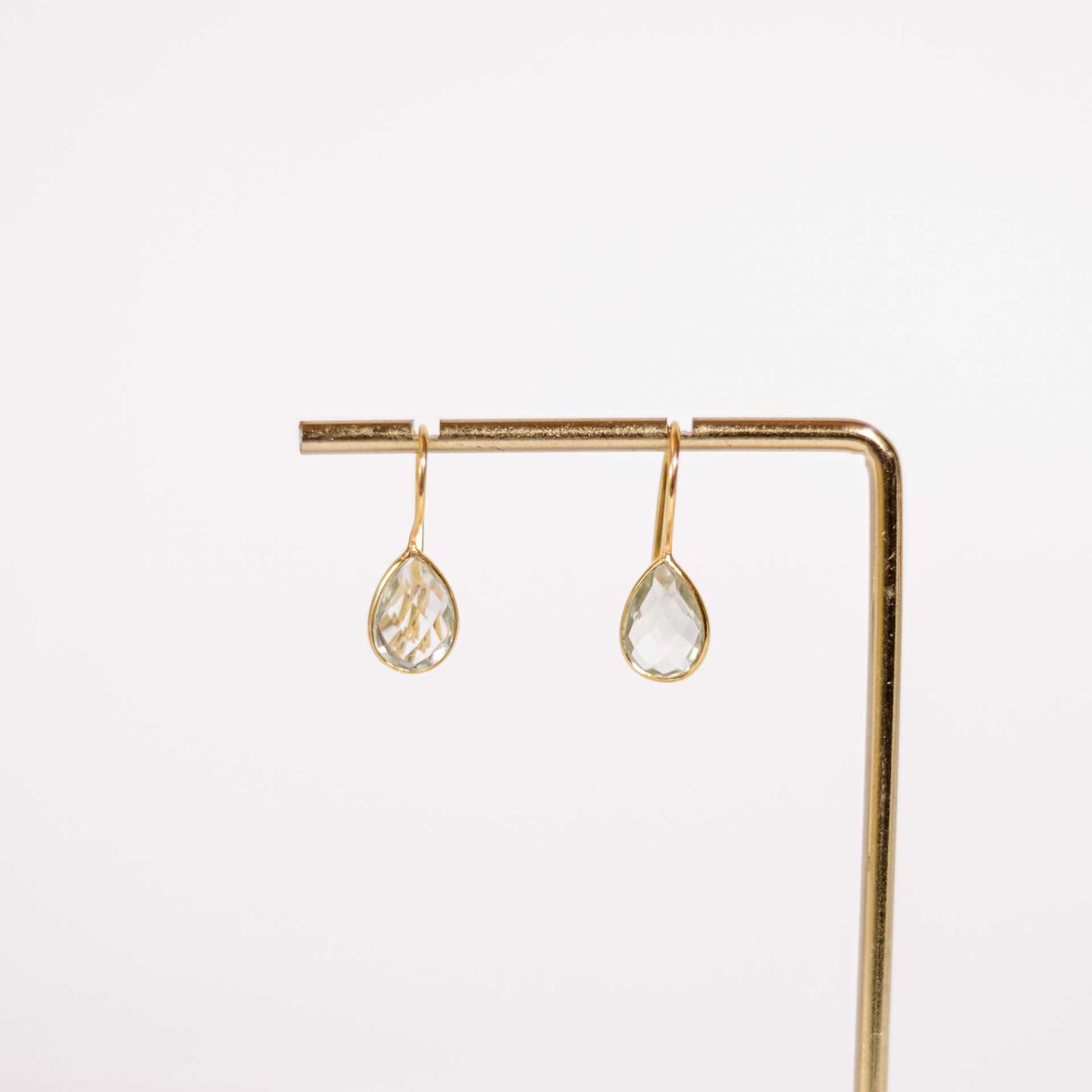 10 x 7 mm Pear cut Green Amethyst Hook Earrings