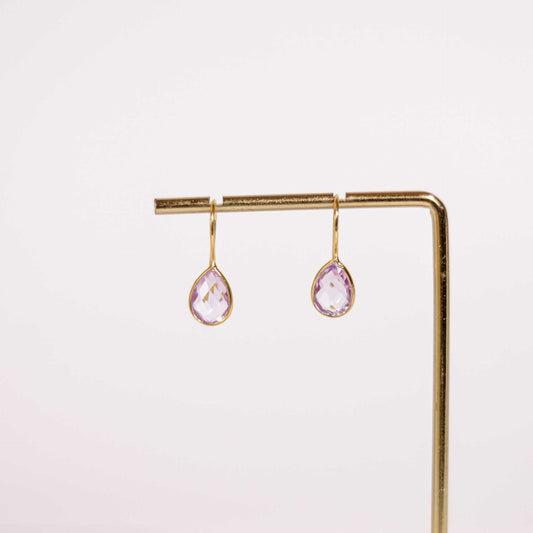 10 x 7 mm Pear cut Pink Amethyst Hook Earrings
