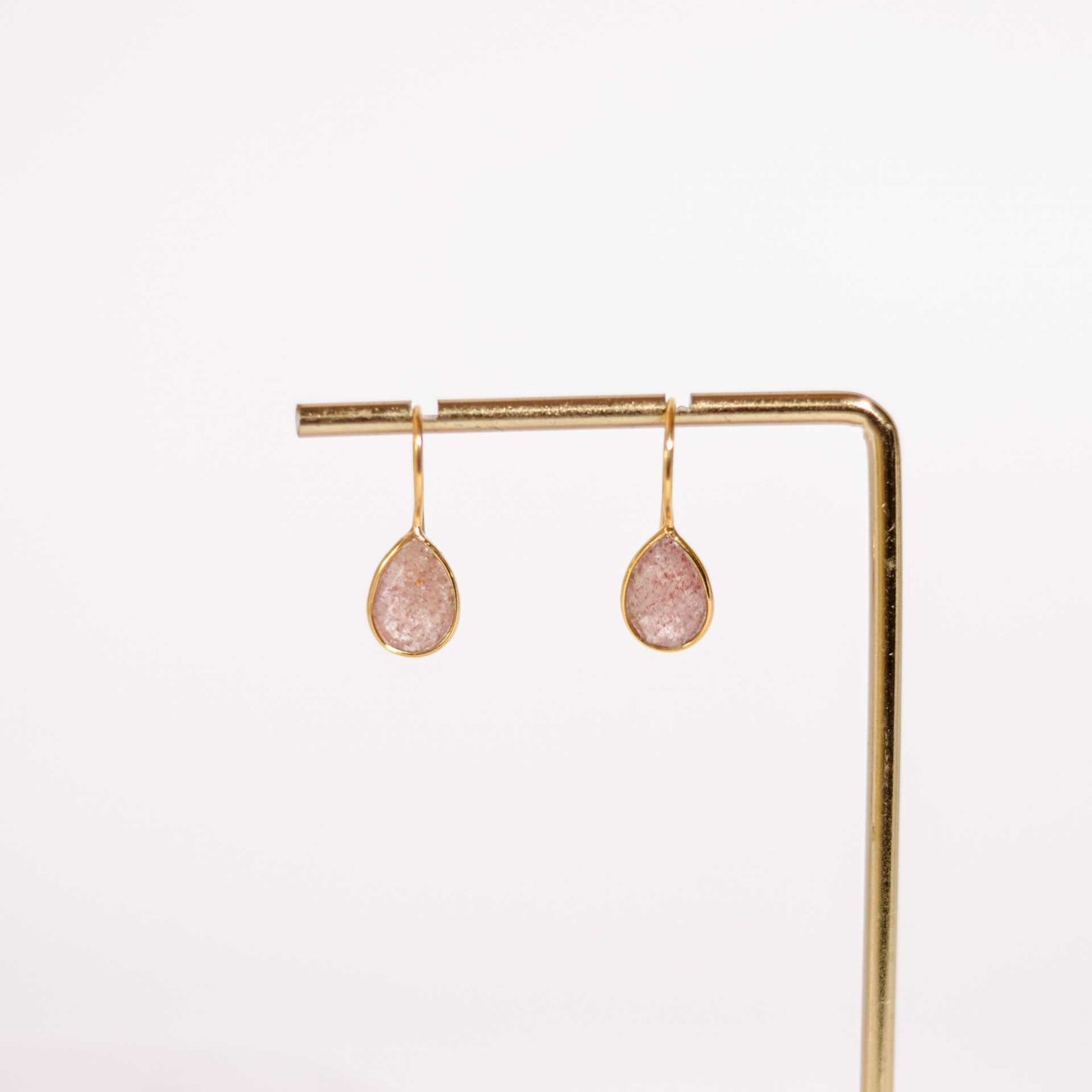 10 x 7 mm Pear cut Pink Strawberry Quartz Hook Earrings