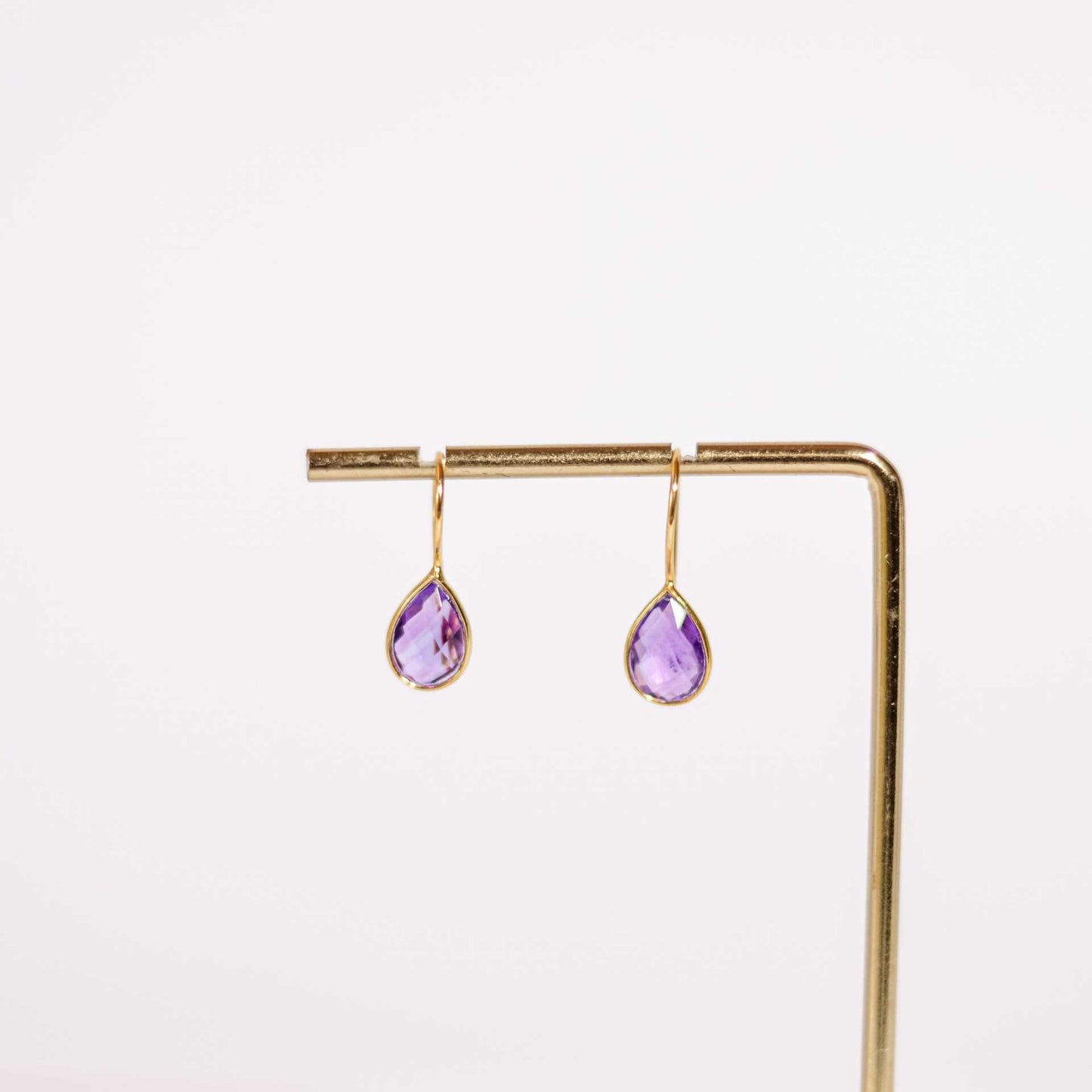 10 x 7 mm Pear cut Purple Amethyst Hook Earrings