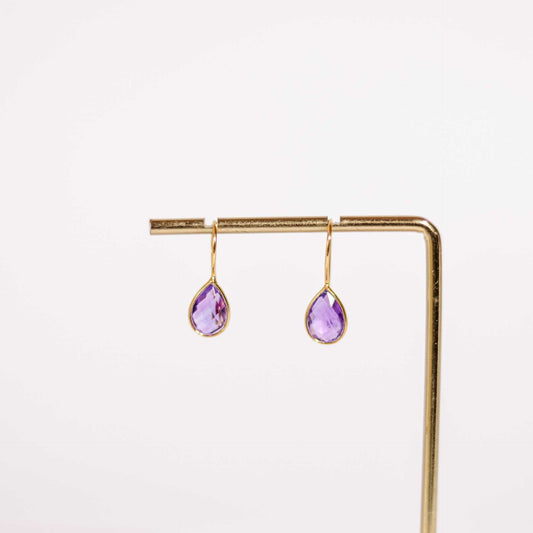 10 x 7 mm Pear cut Purple Amethyst Hook Earrings