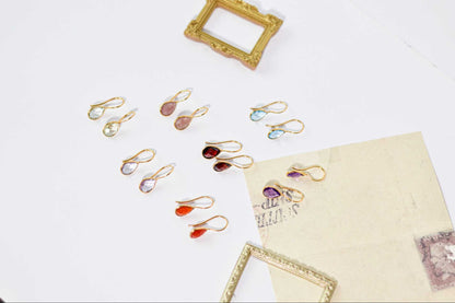 10 x 7 mm Pear cut Red Garnet Hook Earrings