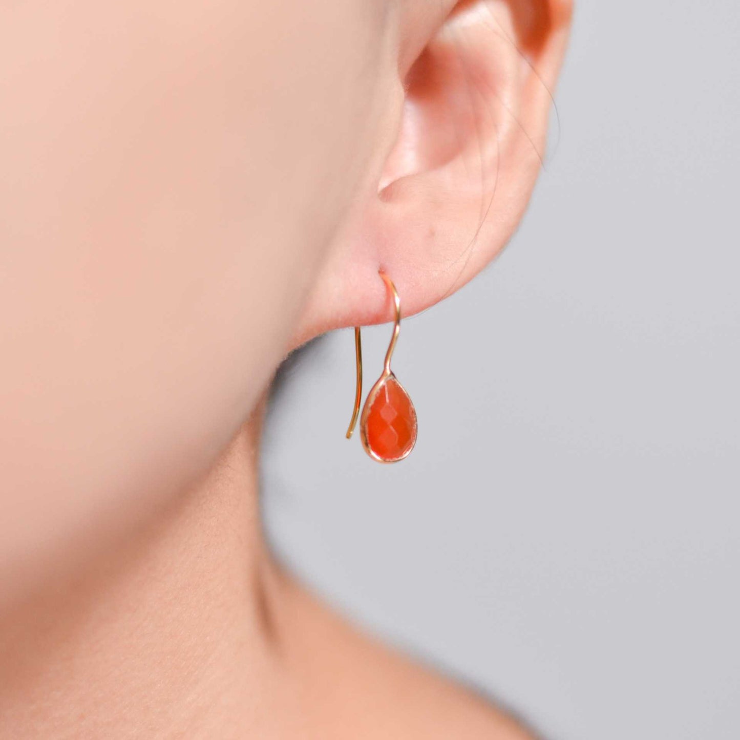 10 x 7 mm Pear cut Red Onyx Hook Earrings