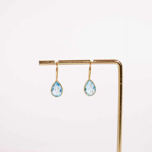 10 x 7 mm Pear cut Swiss Blue Topaz Hook Earrings