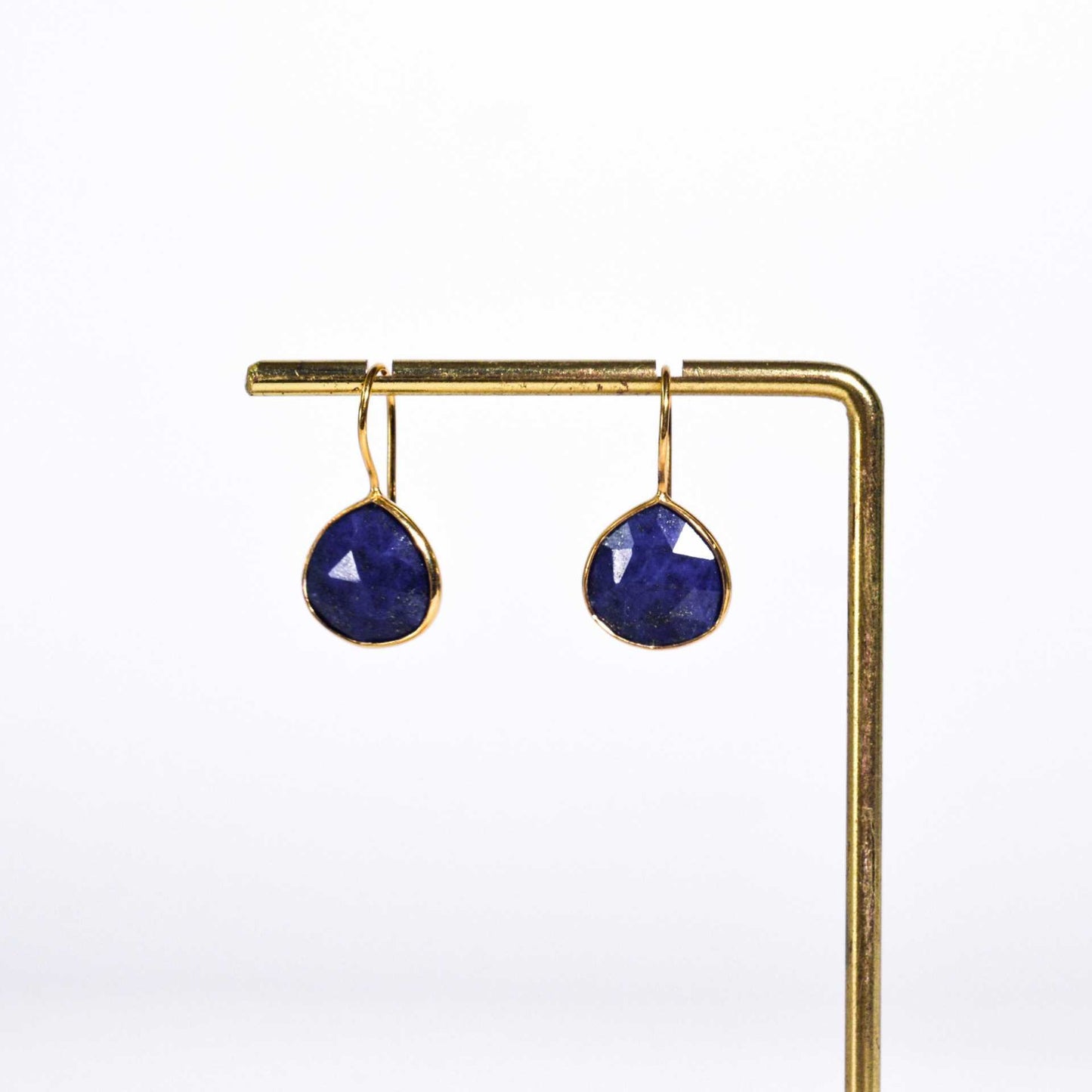 12 mm Pear cut Blue Lapiz Azul Hook Earrings