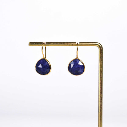 12 mm Pear cut Blue Lapiz Azul Hook Earrings