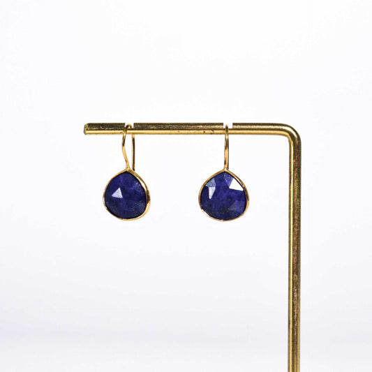 12 mm Pear cut Blue Lapiz Azul Hook Earrings
