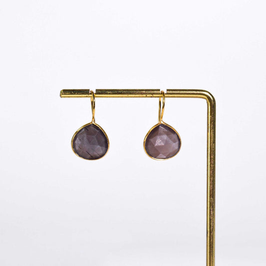 12 mm Pear cut Chocolate Moonstone Hook Earrings