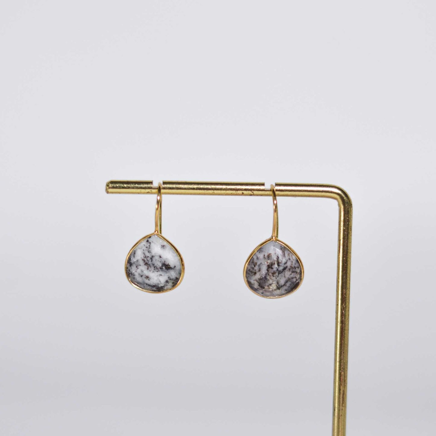 12 mm Pear cut Dendritic Opal Hook Earrings