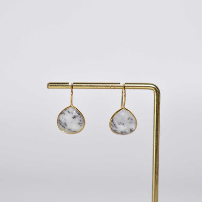12 mm Pear cut Dendritic Opal Hook Earrings