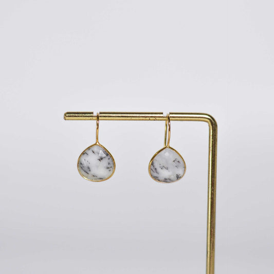 12 mm Pear cut Dendritic Opal Hook Earrings