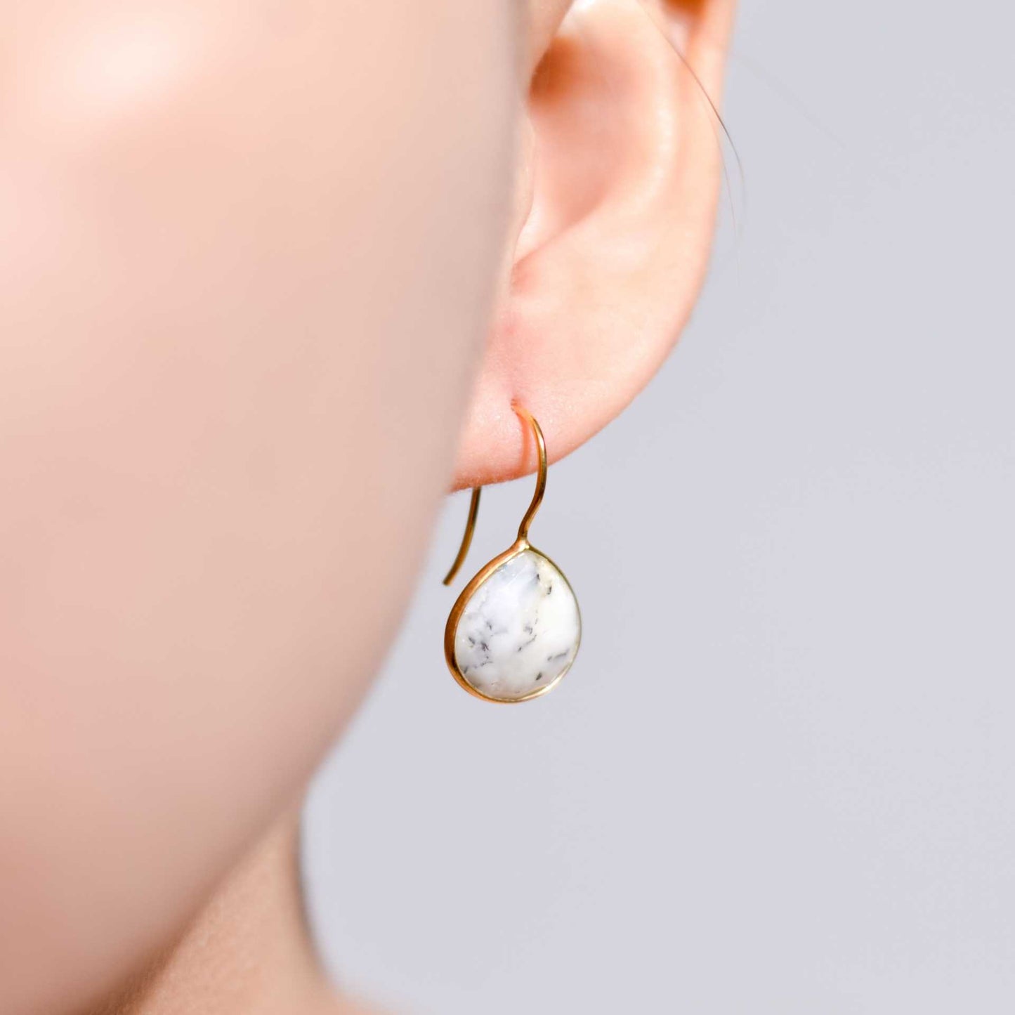 12 mm Pear cut Dendritic Opal Hook Earrings