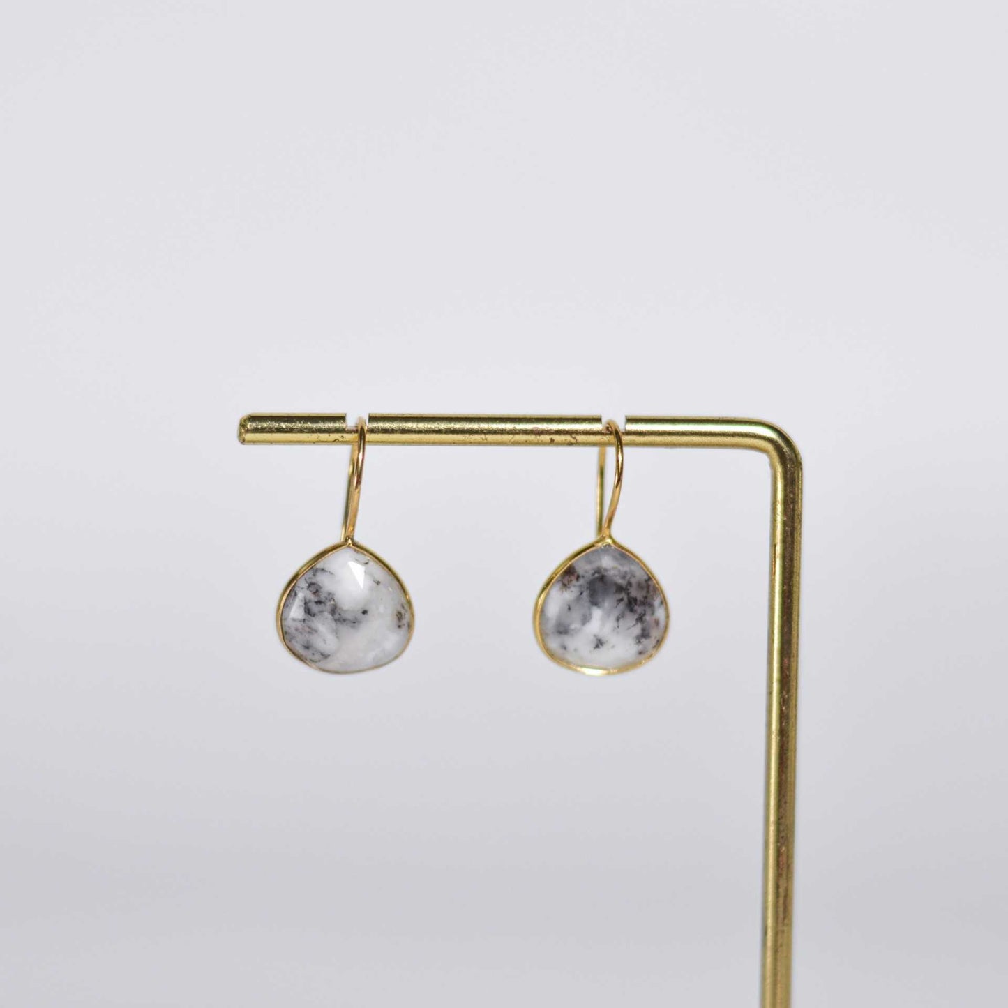 12 mm Pear cut Dendritic Opal Hook Earrings