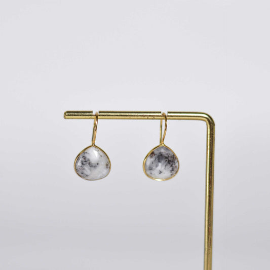 12 mm Pear cut Dendritic Opal Hook Earrings