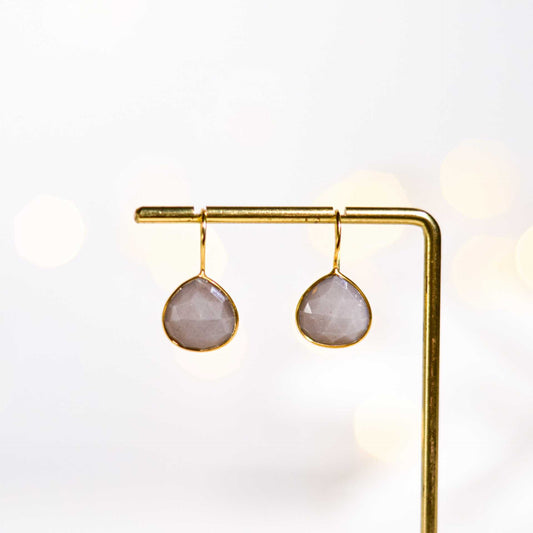12 mm Pear cut Grey Moonstone Hook Earrings