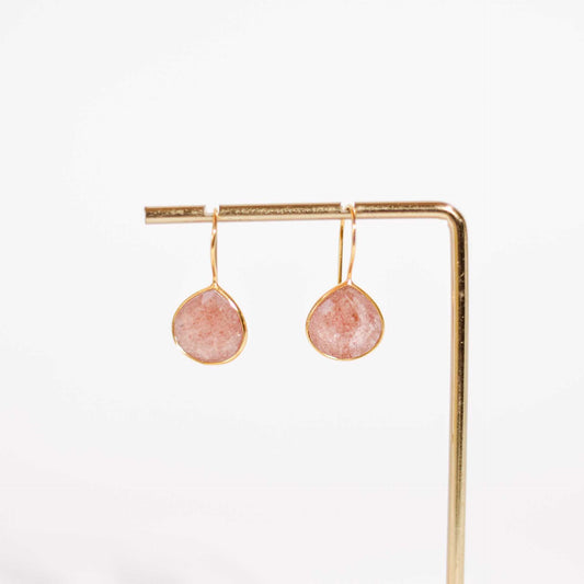 12 mm Pear cut Pink Strawberry Hook Earrings