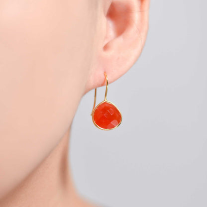 12 mm Pear cut Red Onyx Hook Earrings