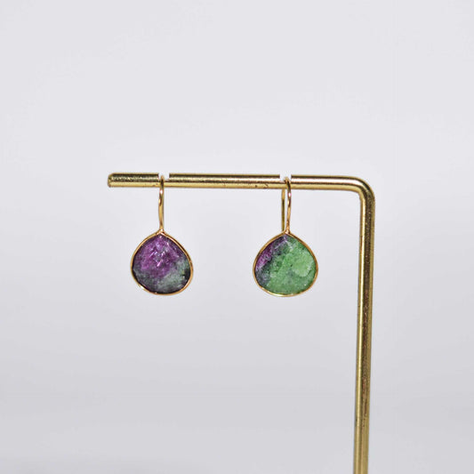12 mm Pear cut Ruby Zosite Hook Earrings