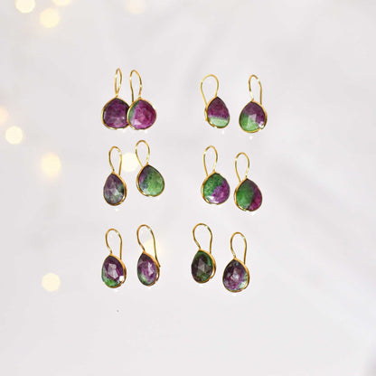 12 mm Pear cut Ruby Zosite Hook Earrings