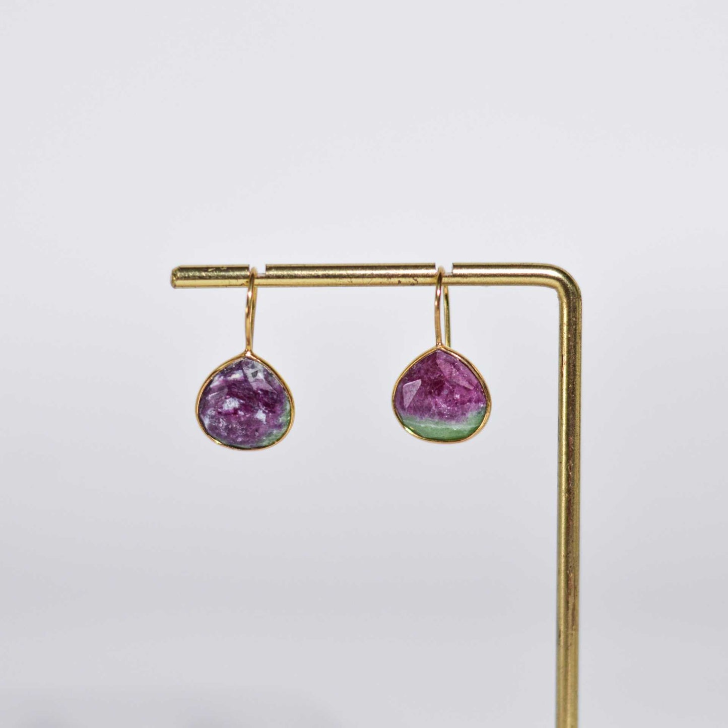 12 mm Pear cut Ruby Zosite Hook Earrings
