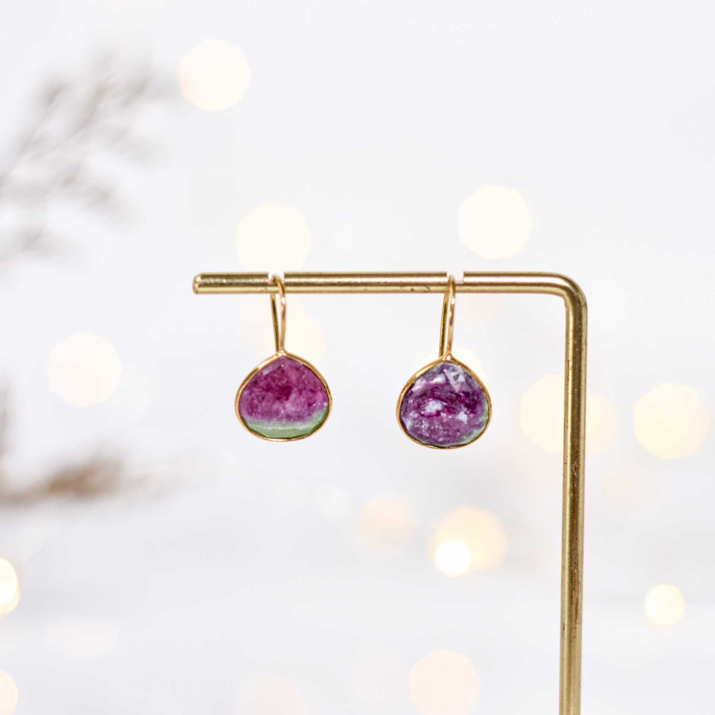 12 mm Pear cut Ruby Zosite Hook Earrings