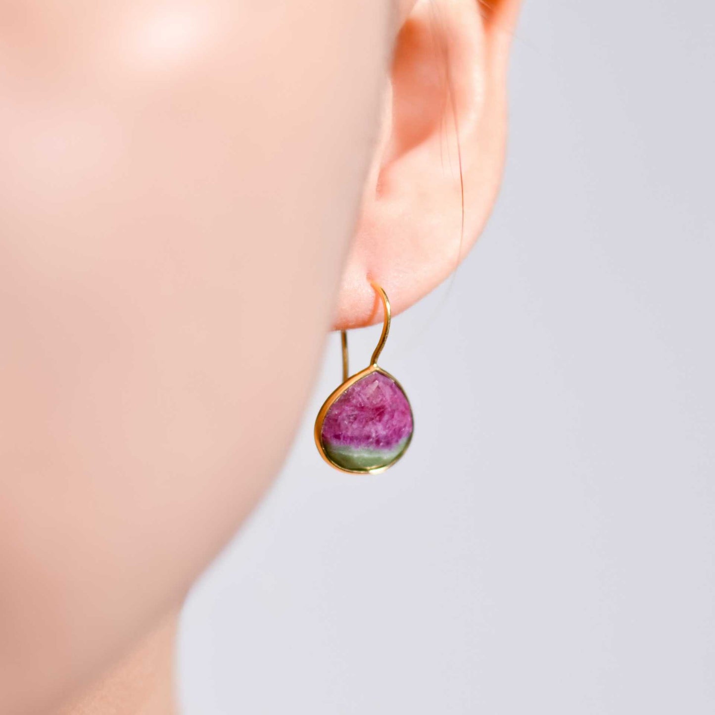 12 mm Pear cut Ruby Zosite Hook Earrings