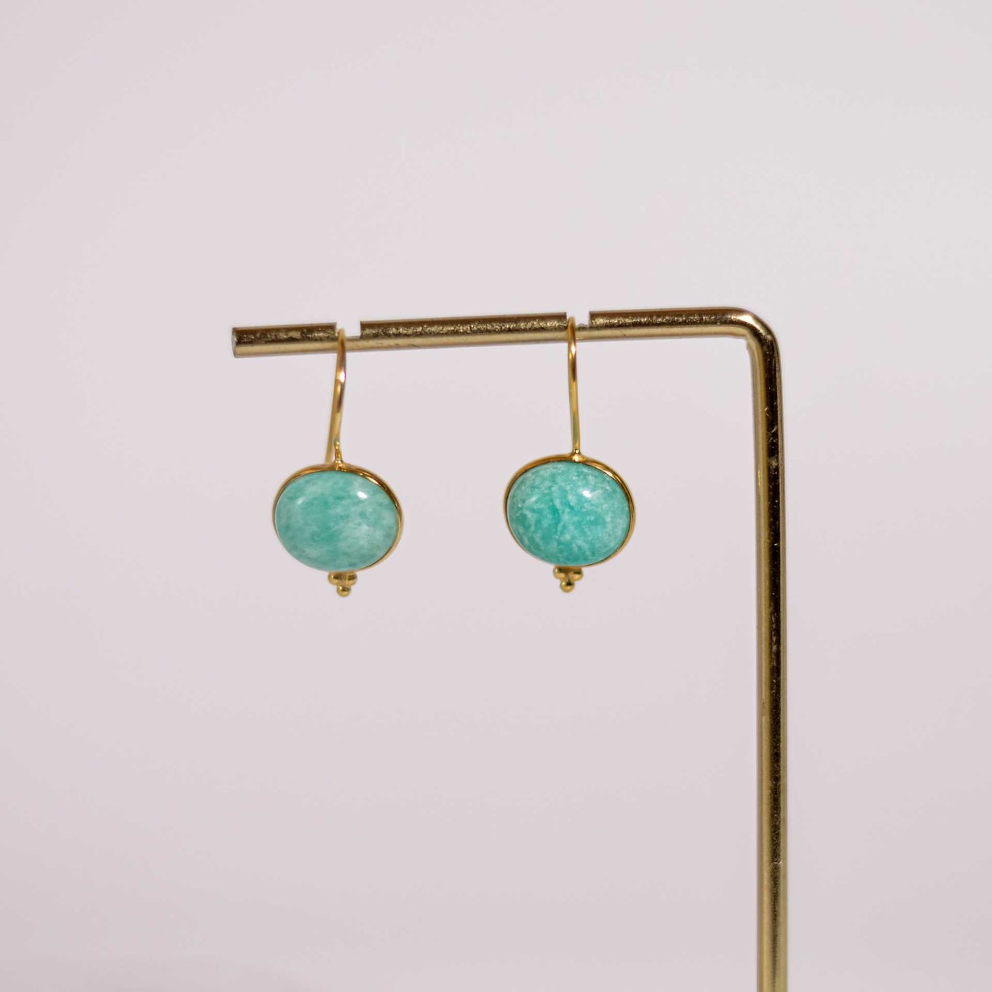 12 x 10 mm Oval Amazonite Hook Earrings