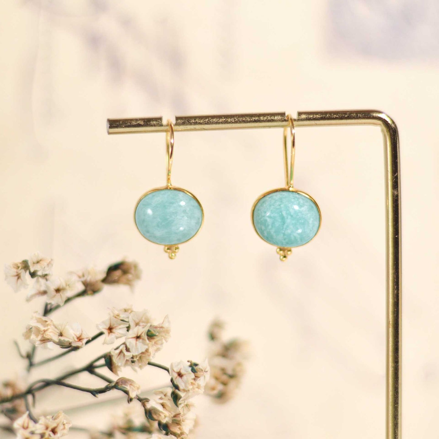 12 x 10 mm Oval Amazonite Hook Earrings